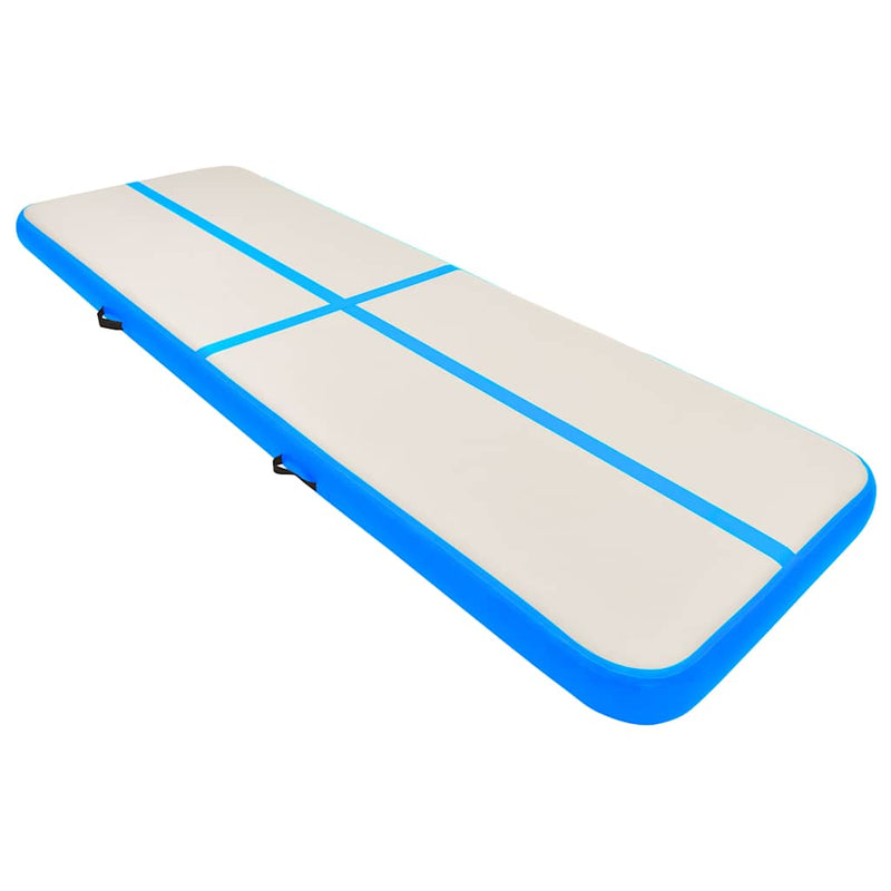 Saltea gimnastică gonflabilă cu pompă albastru 400x100x15cm PVC