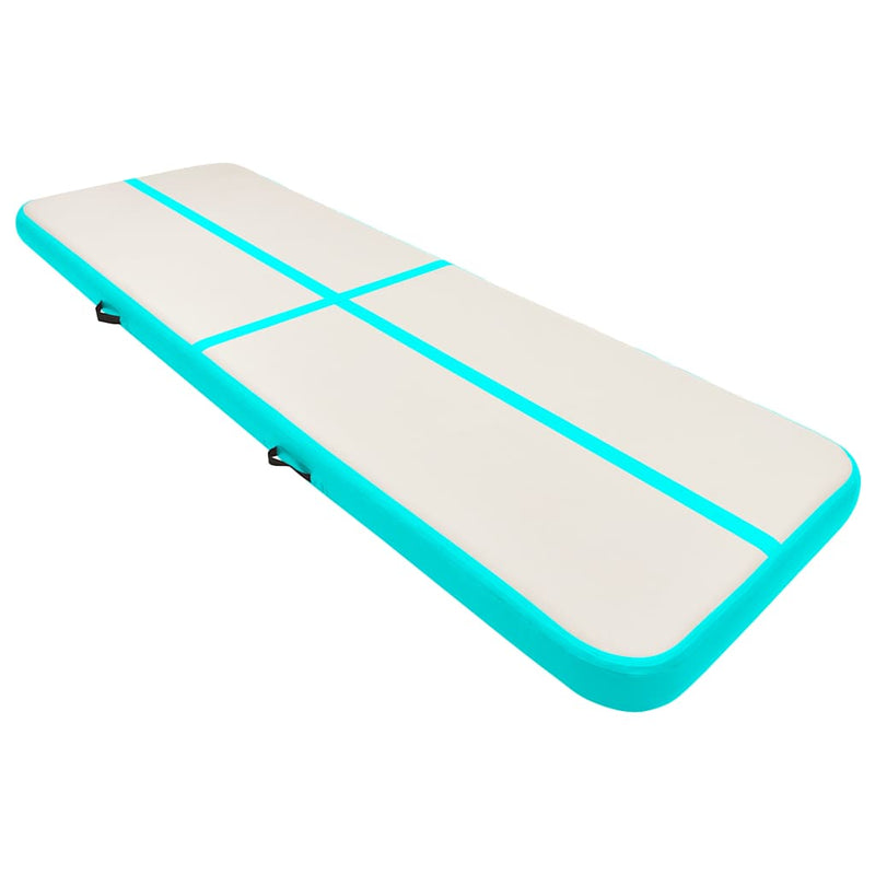 Saltea gimnastică gonflabilă cu pompă verde 400x100x15 cm PVC