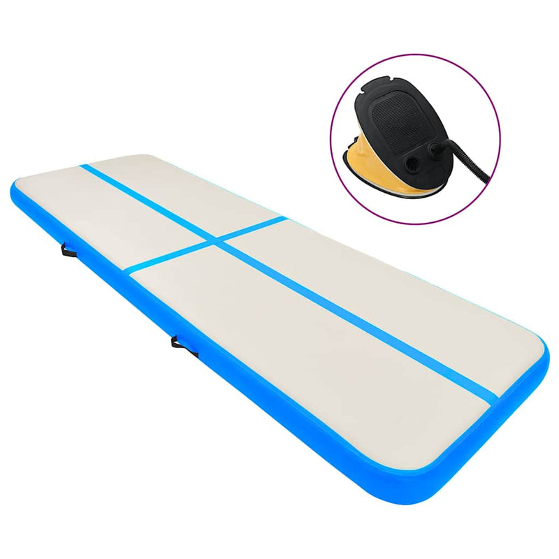 Saltea gimnastică gonflabilă cu pompă albastru 300x100x20cm PVC