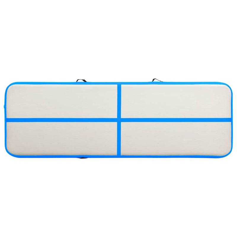 Saltea gimnastică gonflabilă cu pompă albastru 300x100x20cm PVC