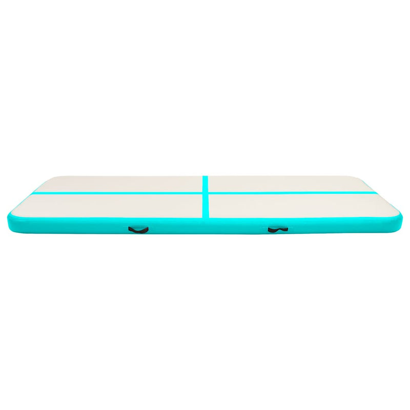 Saltea gimnastică gonflabilă cu pompă verde 500x100x20 cm PVC
