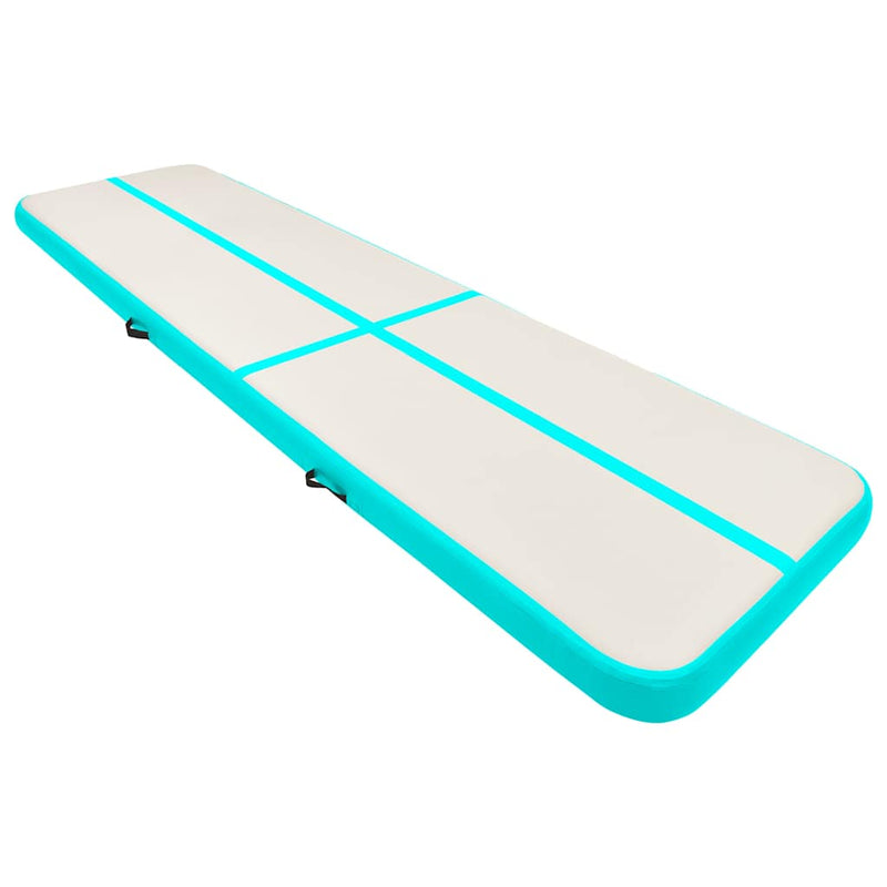Saltea gimnastică gonflabilă cu pompă verde 600x100x20 cm PVC