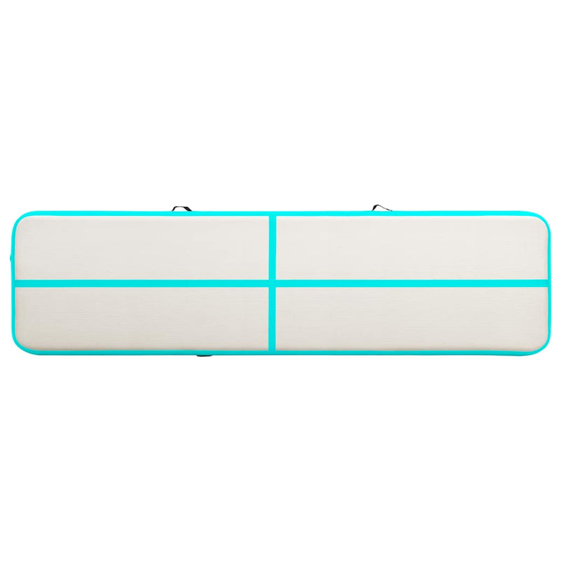 Saltea gimnastică gonflabilă cu pompă verde 600x100x20 cm PVC