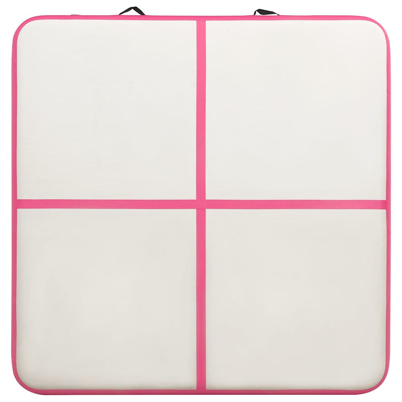 Saltea gimnastică gonflabilă cu pompă roz 200x200x10 cm PVC