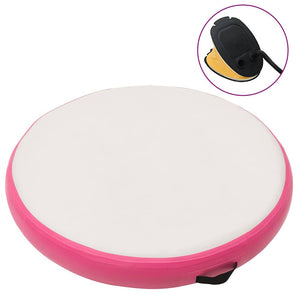 Covoraș gonflabil de gimnastică cu pompă roz 100x100x10 cm PVC