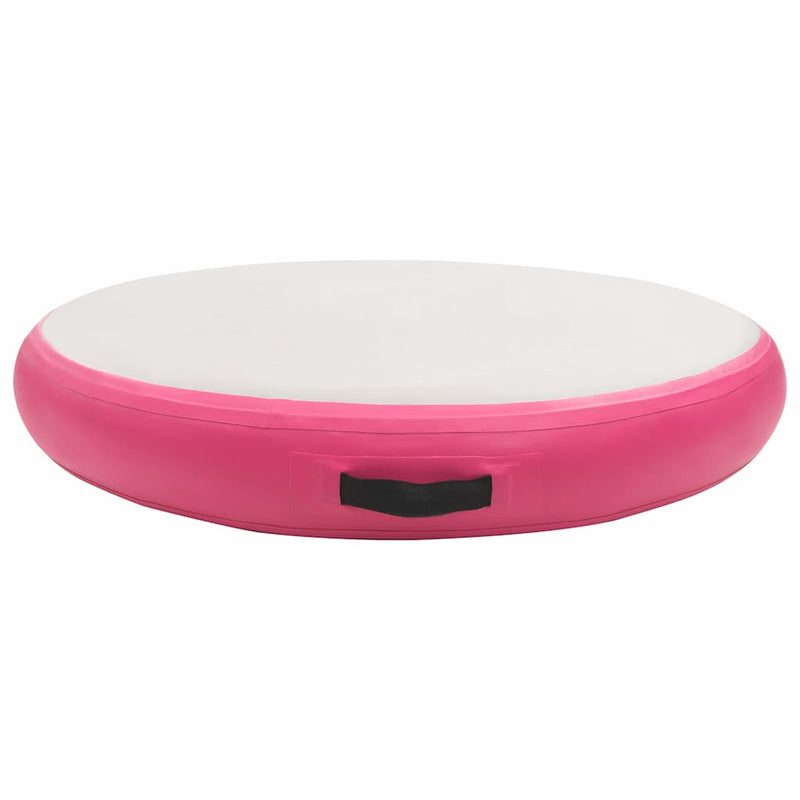 Covoraș gonflabil de gimnastică cu pompă roz 100x100x10 cm PVC