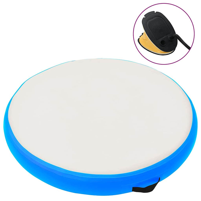 Saltea gimnastică gonflabilă cu pompă albastru 100x100x10cm PVC