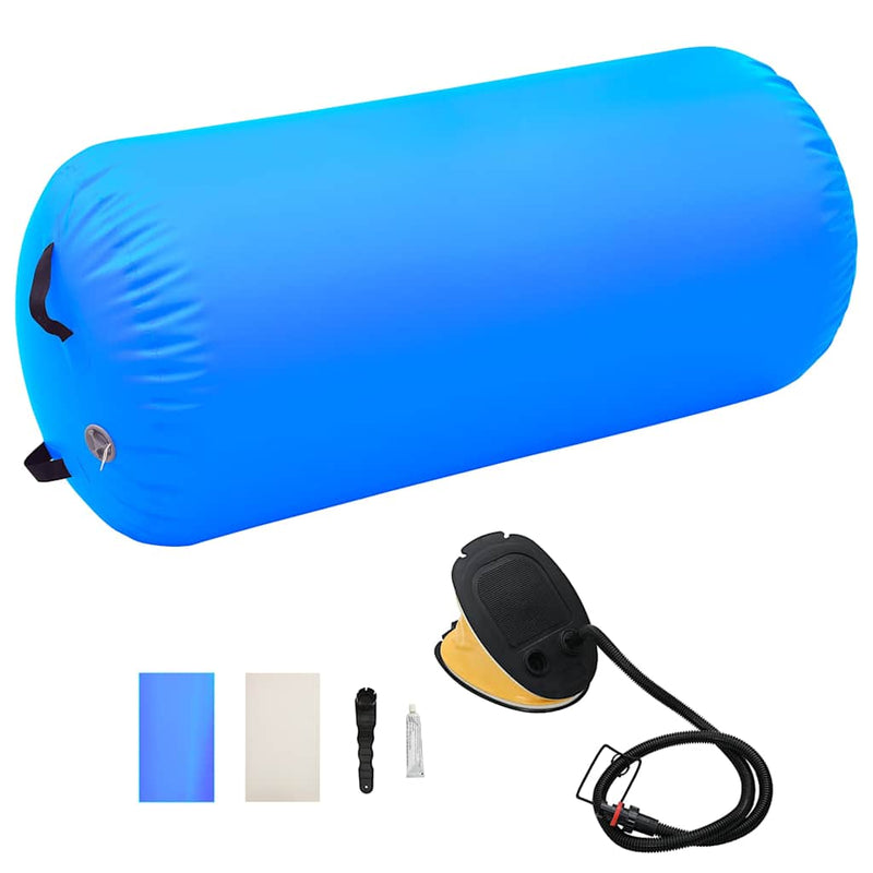 Rulou de gimnastică gonflabil cu pompă, albastru, 120x90 cm PVC