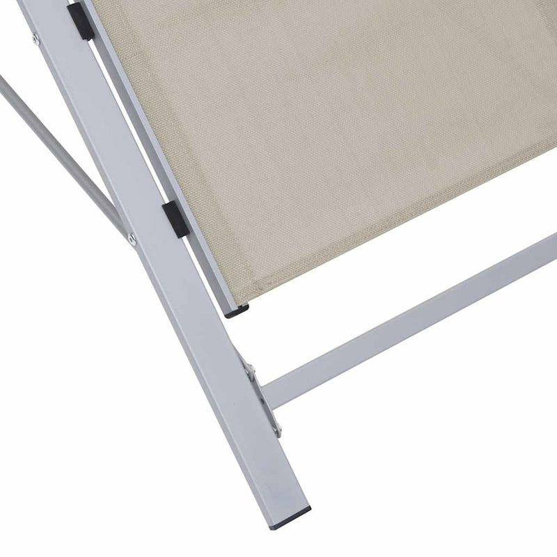 Șezlong, crem, textilenă și aluminiu