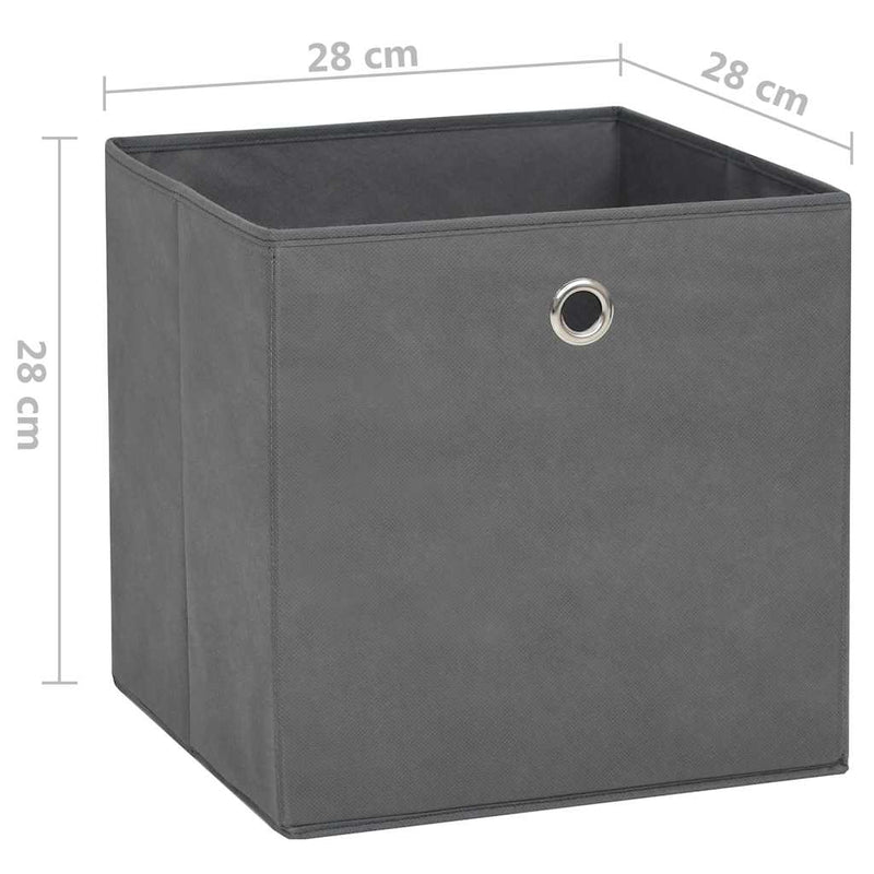 Cutii depozitare, 10 buc., gri, 28x28x28 cm, material nețesut