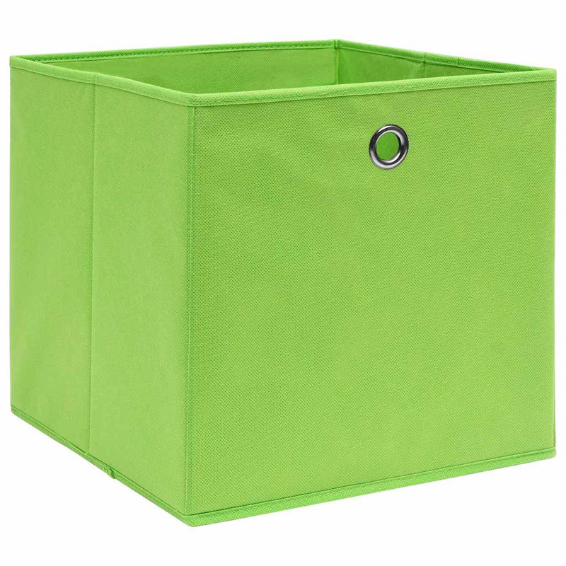 Cutii depozitare, 10 buc., verde, 28x28x28 cm, material nețesut