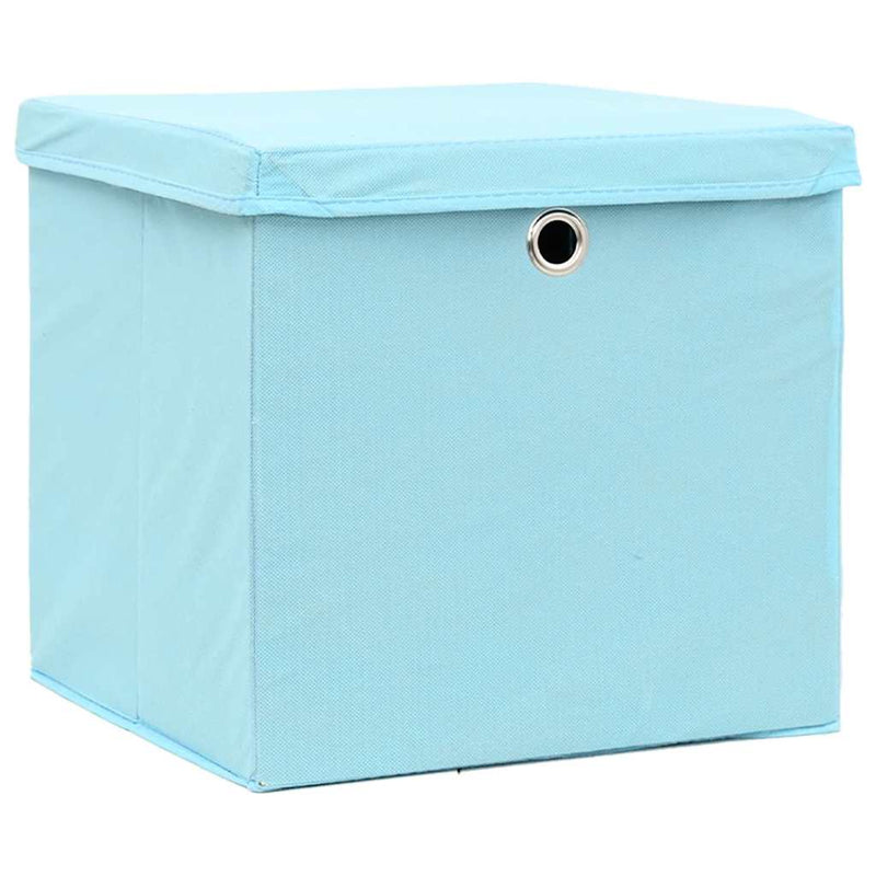 Cutii depozitare cu capace, 4 buc., albastru, 28x28x28 cm