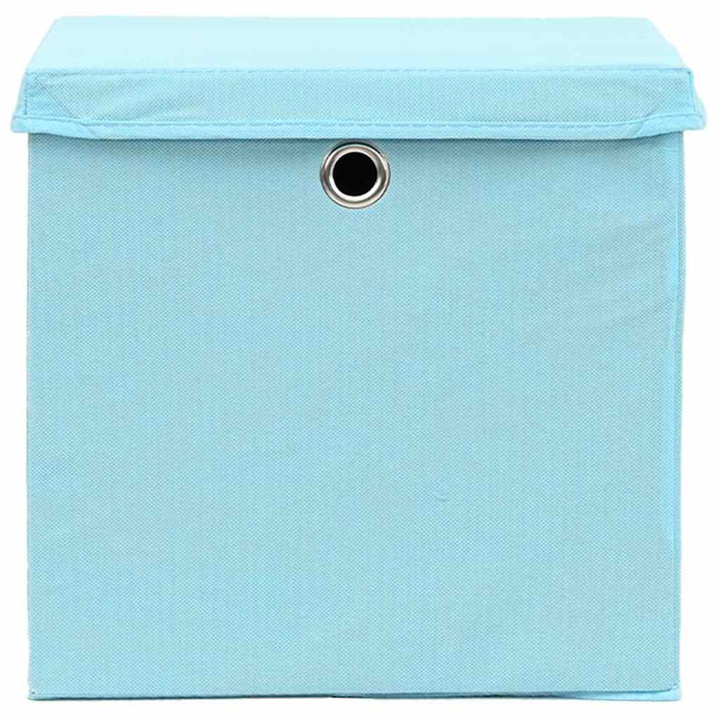 Cutii depozitare cu capace, 4 buc., albastru, 28x28x28 cm