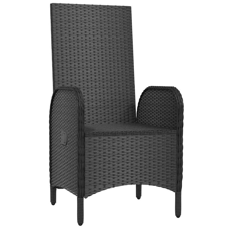 Scaune de exterior, 2 buc., negru, poliratan