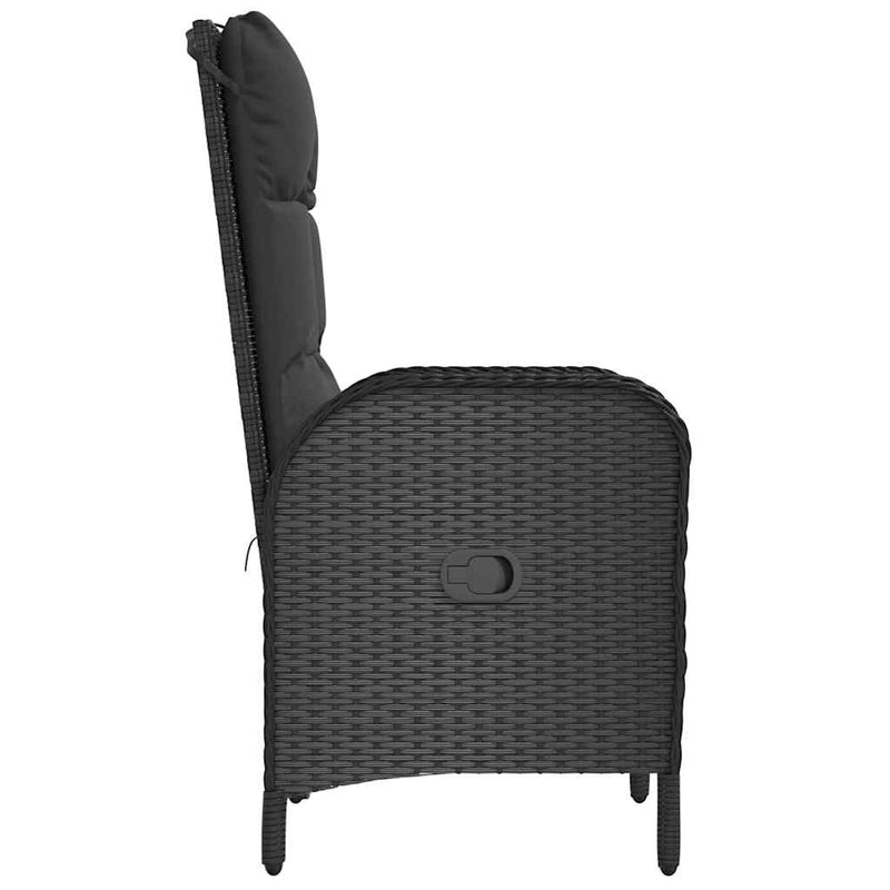 Scaune de exterior, 2 buc., negru, poliratan