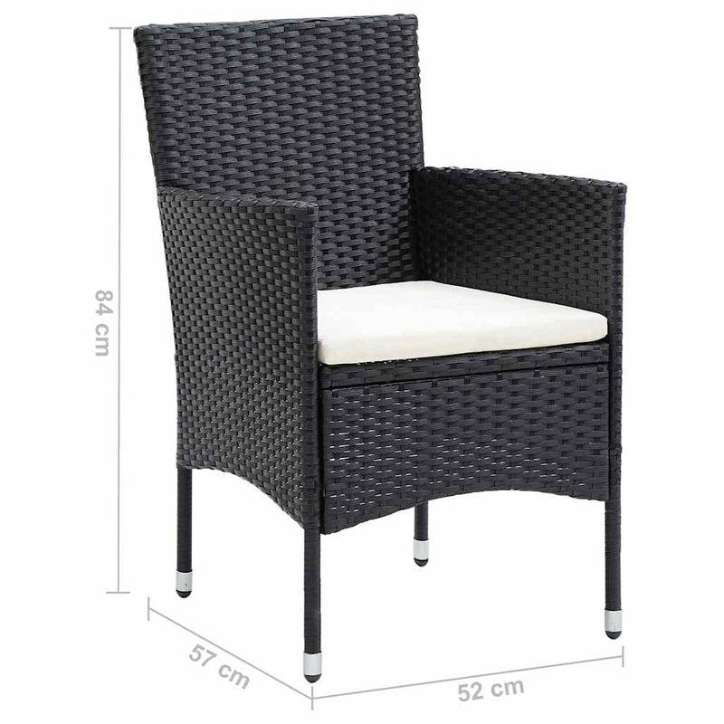 Scaune de masă pentru grădină, 4 buc., negru, poliratan