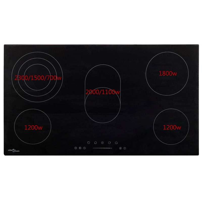 Plită ceramică cu 5 arzătoare, control tactil, 77 cm, 8500 W