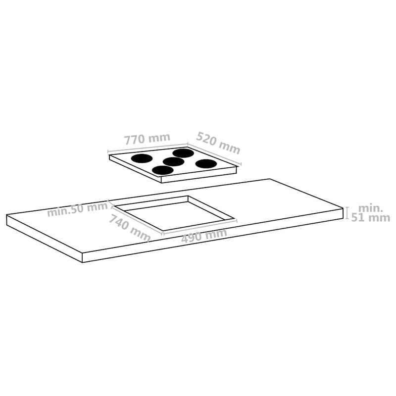 Plită ceramică cu 5 arzătoare, control tactil, 77 cm, 8500 W