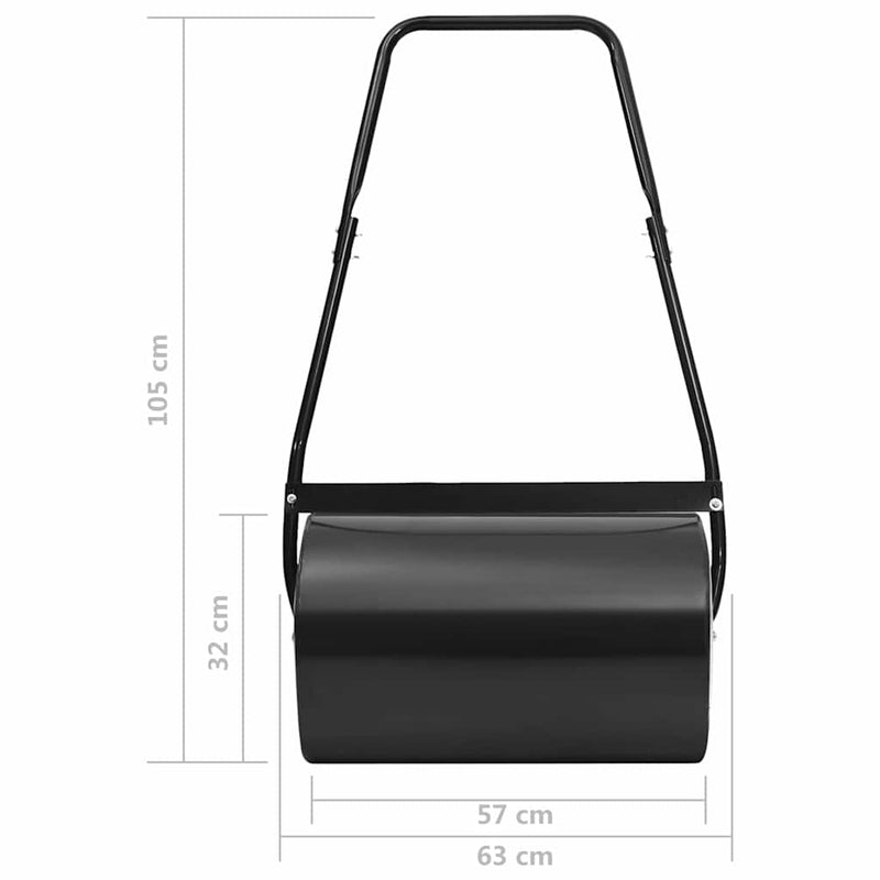 Tăvălug de gazon, negru, 63 cm, 50 L