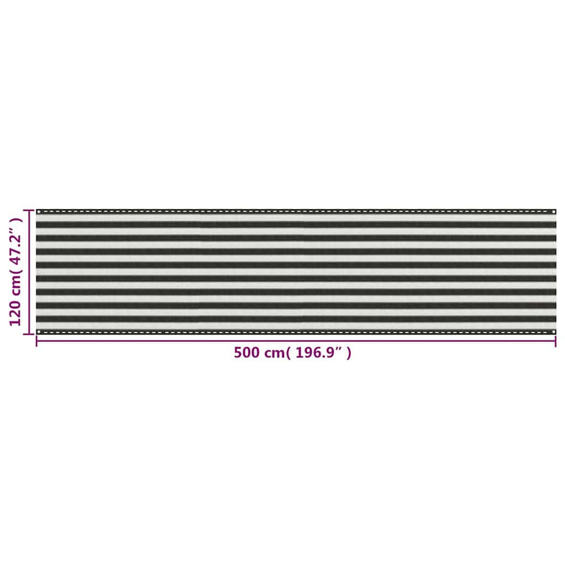 Paravan pentru balcon, antracit și alb, 120 x 500 cm, HDPE