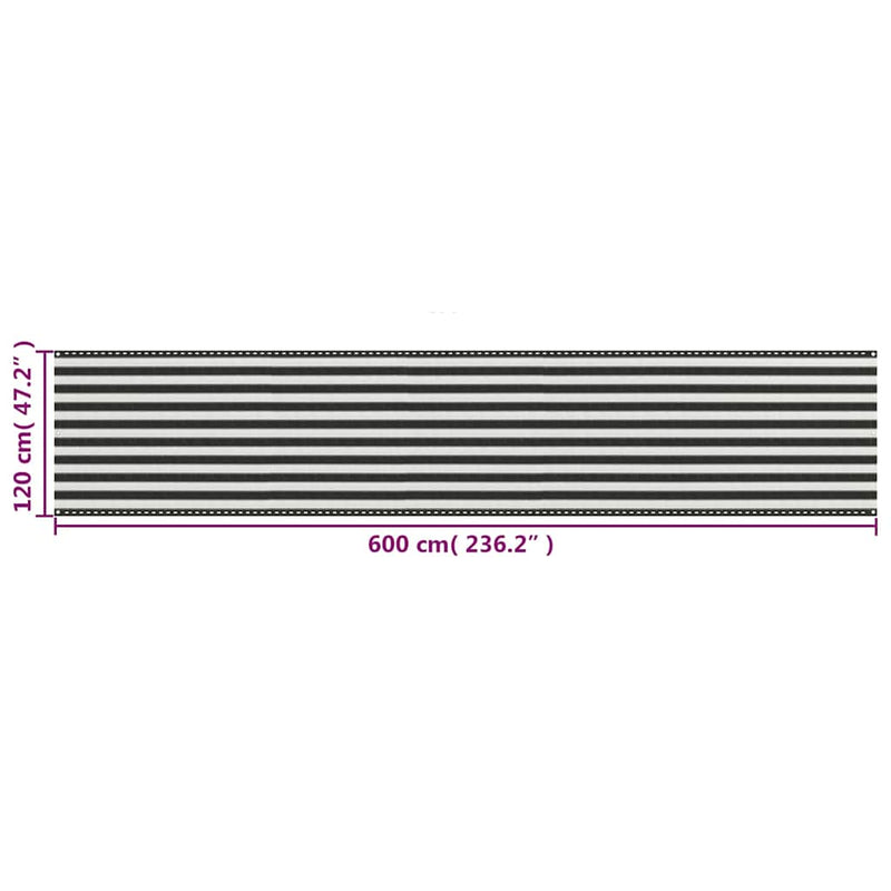 Paravan pentru balcon, antracit și alb, 120 x 600 cm, HDPE