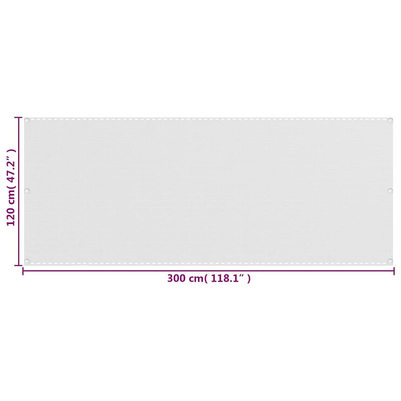 Paravan pentru balcon, alb, 120x300 cm, HDPE