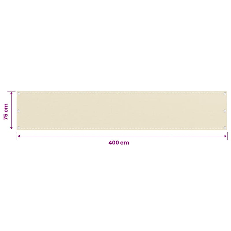 Paravan pentru balcon, crem, 75 x 400 cm, HDPE