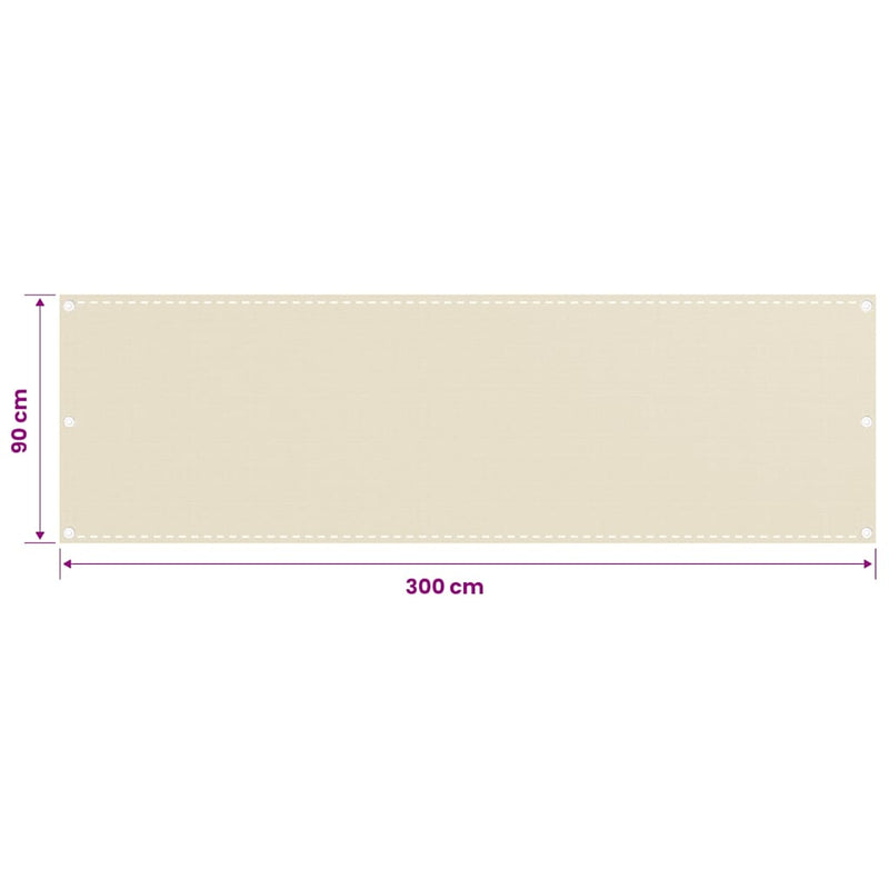Paravan de balcon, crem, 90 x 300 cm, HDPE