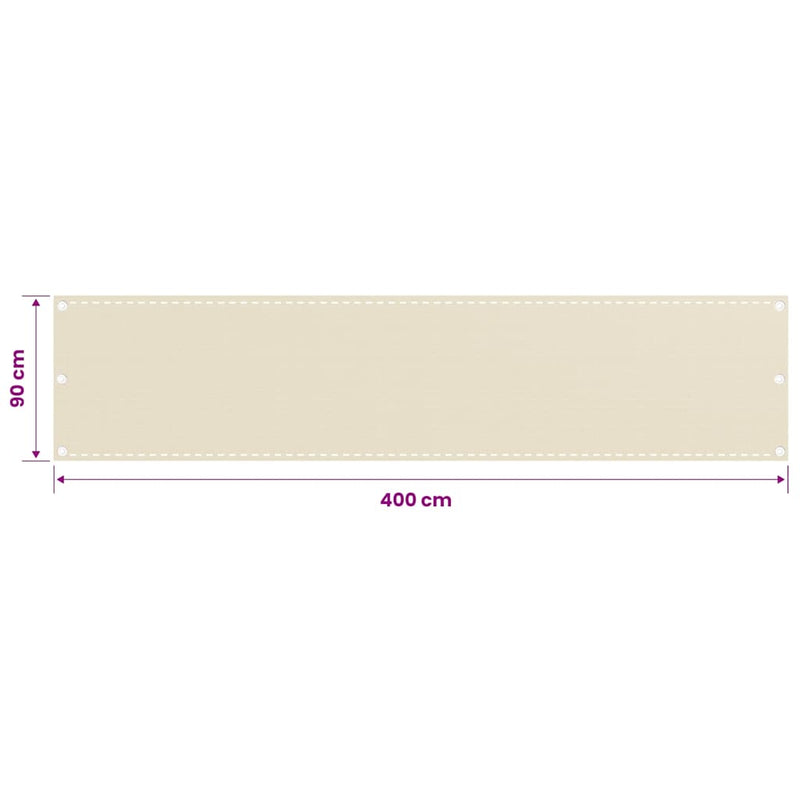 Paravan de balcon, crem, 90 x 400 cm, HDPE