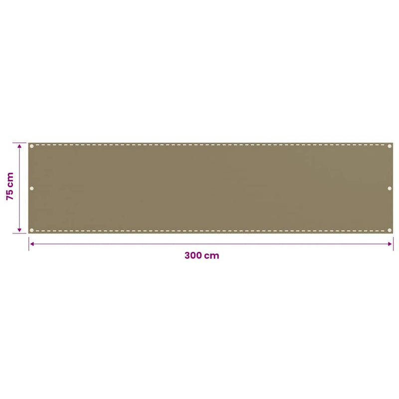 Paravan de balcon, gri taupe, 75x300 cm, HDPE