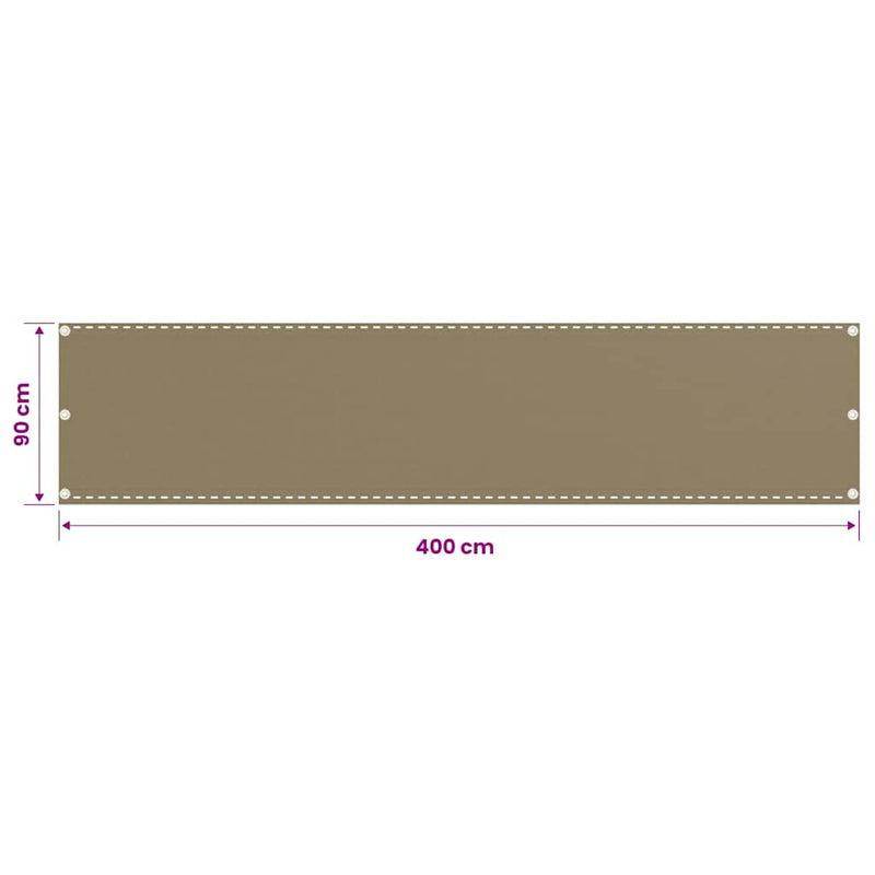 Paravan de balcon, gri taupe, 90x400 cm, HDPE