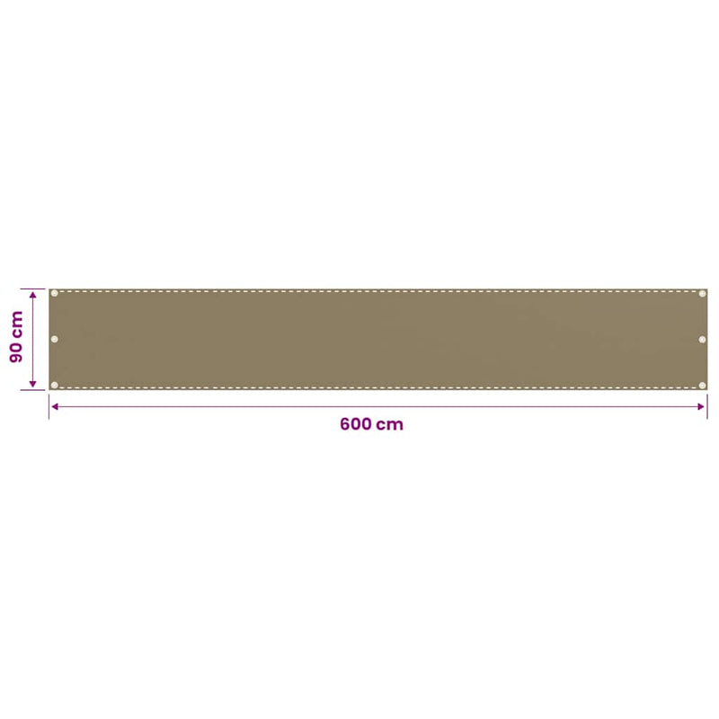 Paravan de balcon, gri taupe, 90x600 cm, HDPE