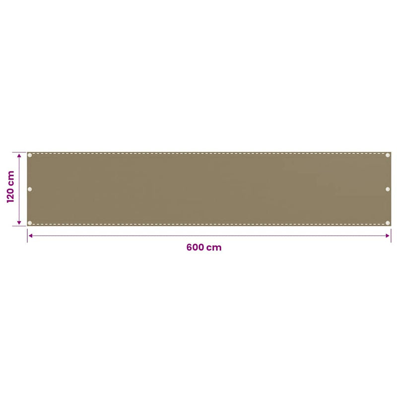 Paravan de balcon, gri taupe, 120x600 cm, HDPE