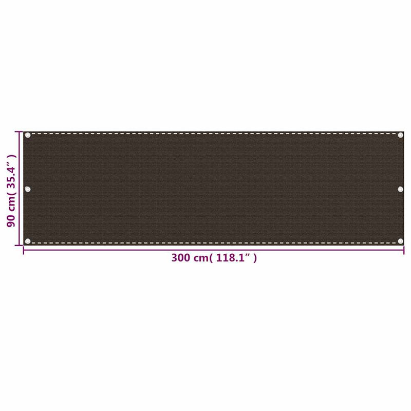 Paravan de balcon, maro, 90x300 cm, HDPE