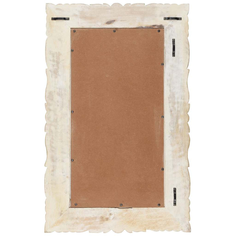 Oglindă albă 80x50 cm, lemn masiv de mango