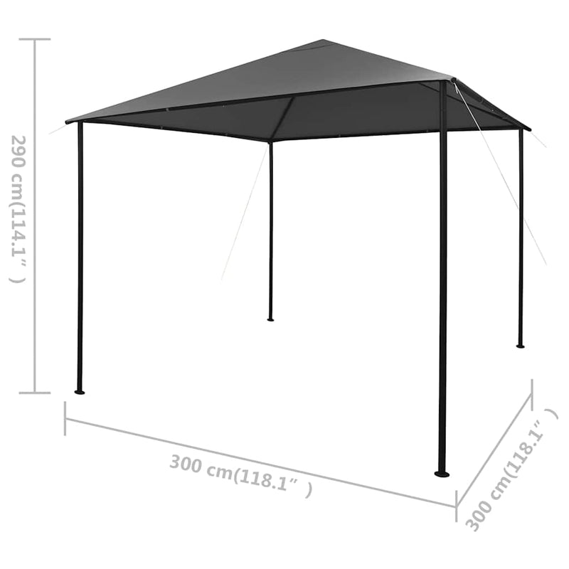 Pavilion, antracit, 3 x 3 m, material textil și oțel, 180 g/m²