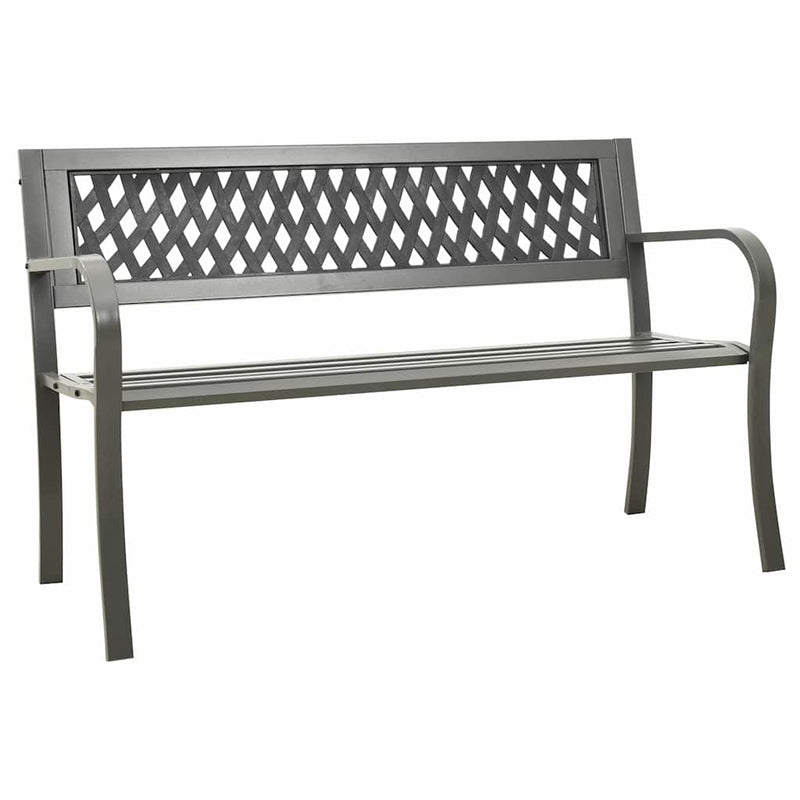 Bancă de grădină, gri, 125 cm, oțel
