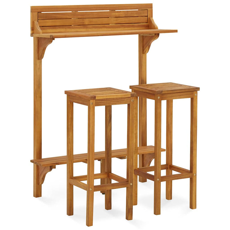 Set mobilier bar de balcon, 3 piese, lemn masiv de acacia