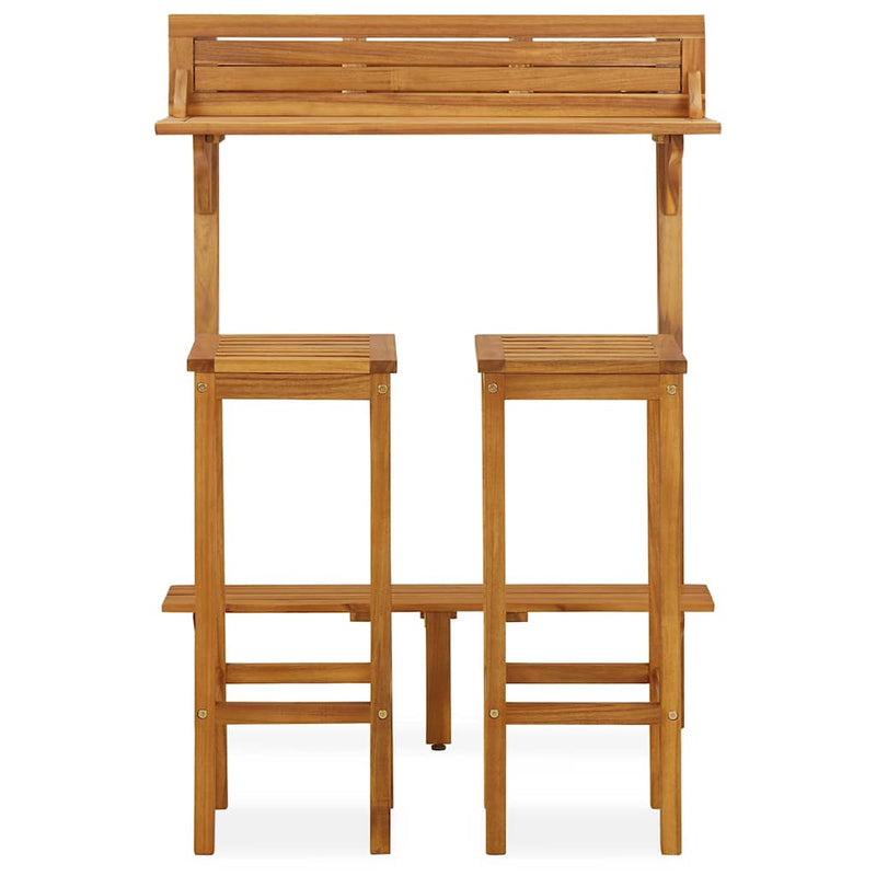 Set mobilier bar de balcon, 3 piese, lemn masiv de acacia
