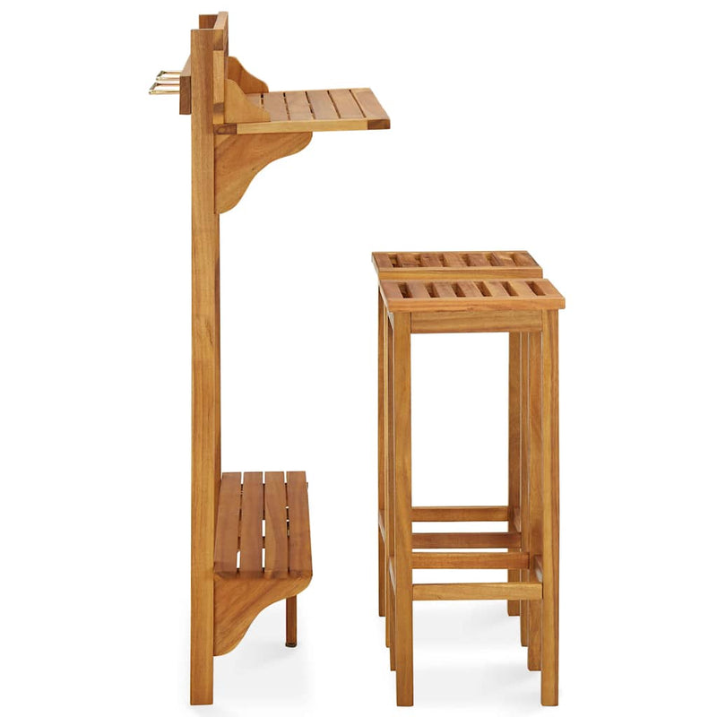 Set mobilier bar de balcon, 3 piese, lemn masiv de acacia