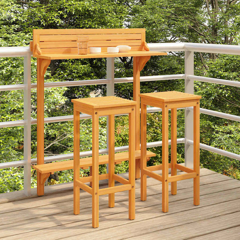 Set mobilier bar de balcon, 3 piese, lemn masiv de acacia