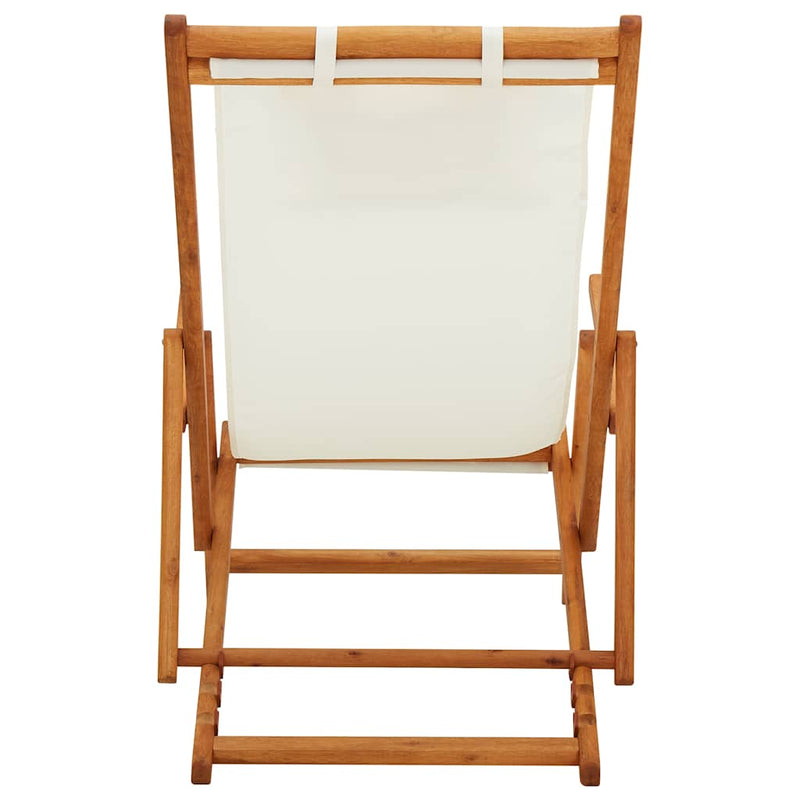 Scaun pliabil din lemn masiv de eucalipt și material textil crem