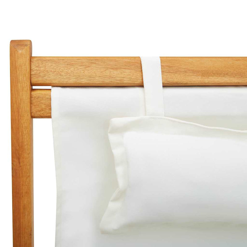 Scaun pliabil din lemn masiv de eucalipt și material textil crem