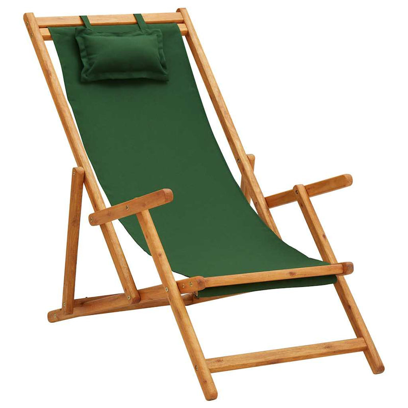 Scaun pliabil din lemn masiv de eucalipt și material textil verde