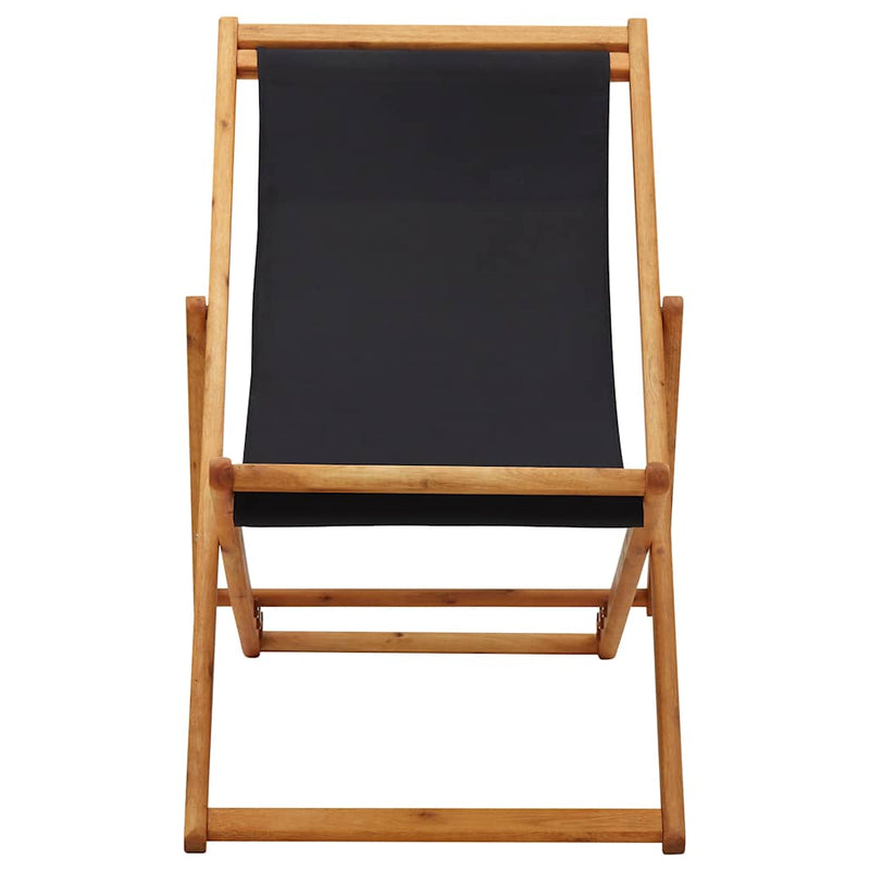 Scaun pliabil din lemn de eucalipt și material textil negru