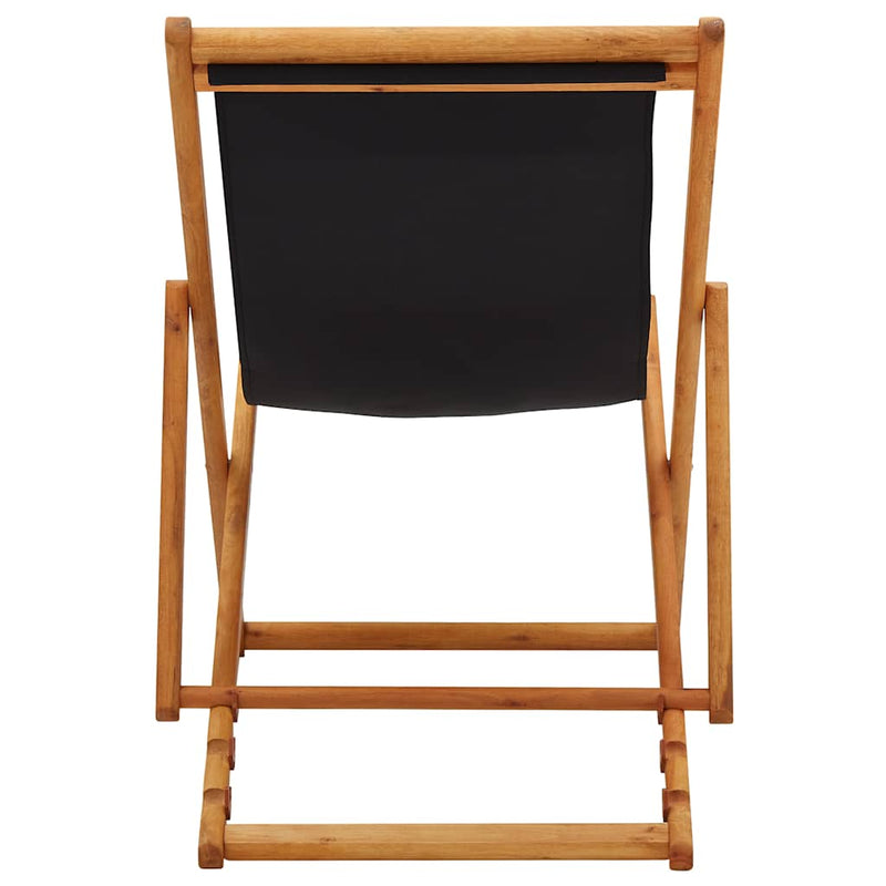 Scaun pliabil din lemn de eucalipt și material textil negru