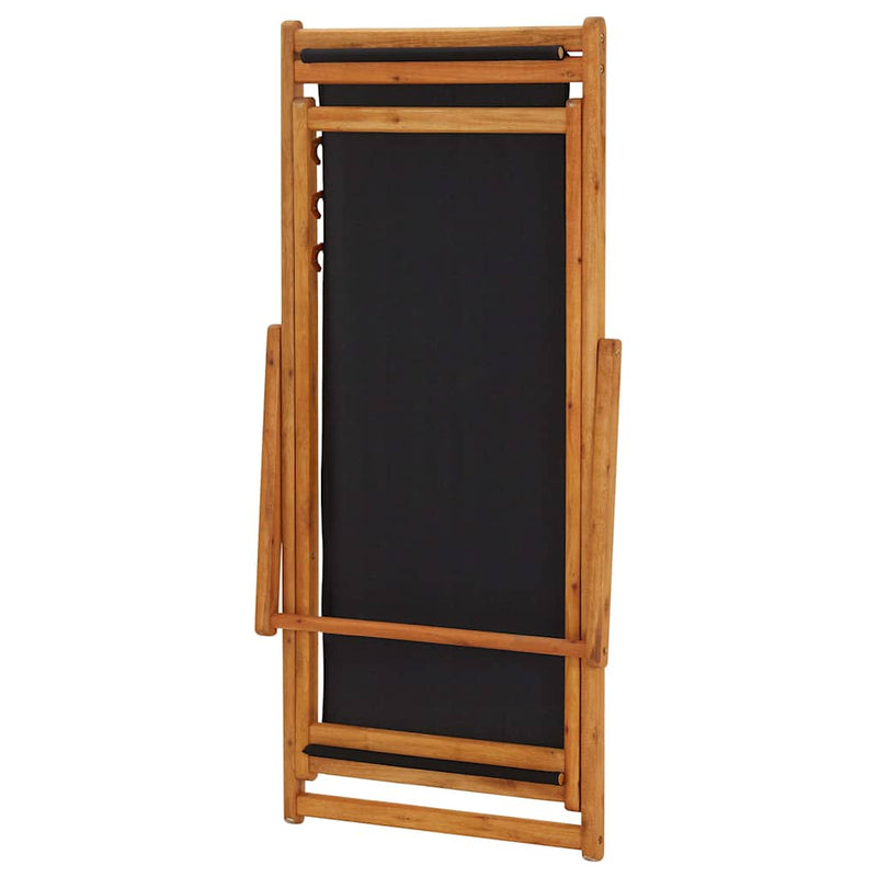 Scaun pliabil din lemn de eucalipt și material textil negru