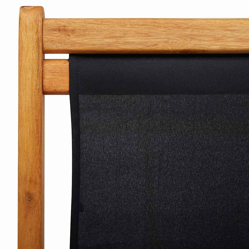 Scaun pliabil din lemn de eucalipt și material textil negru
