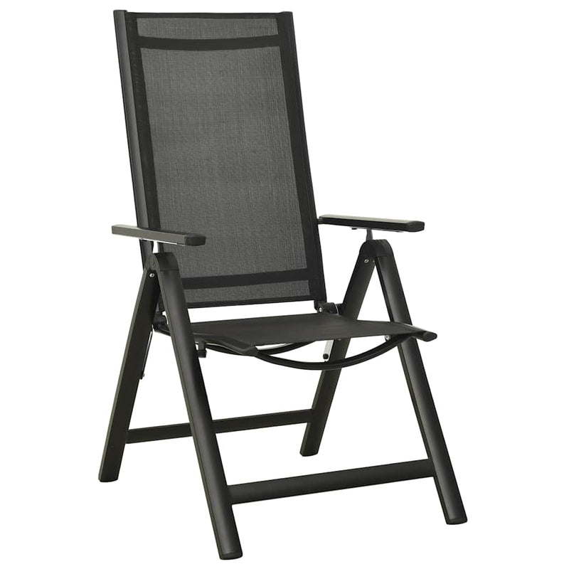Scaune pliante 2 buc. Textilenă și aluminiu negru