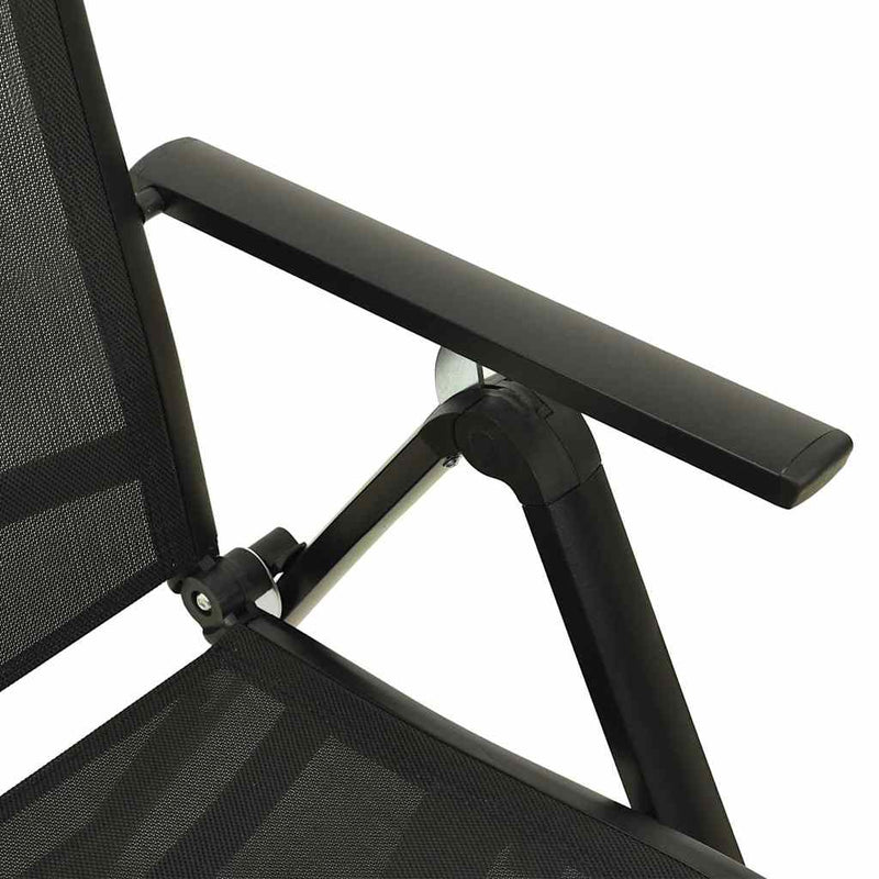Scaune pliante 2 buc. Textilenă și aluminiu negru